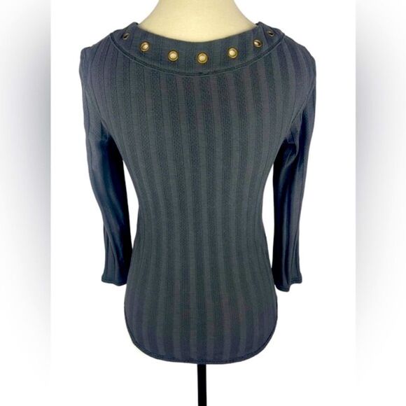 Free People Washed grey Ice Cold Lace-Up Scoop Neck Cotton blend Top Sz S - Picture 9 of 12